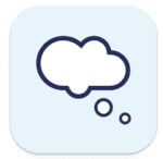 Thought bubble icon symbolizing ideas and creativity for children and education.