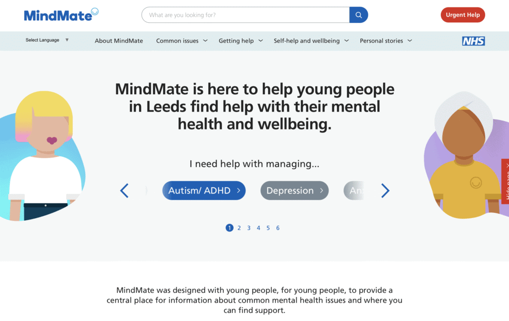Mental health support for young people in Leeds.